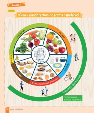 Lección 3
Texto 3
Practica alguna
actividad física diaria.
128 ciento veintiocho
 