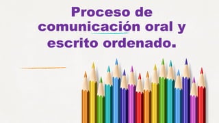 Proceso de
comunicación oral y
escrito ordenado.
 