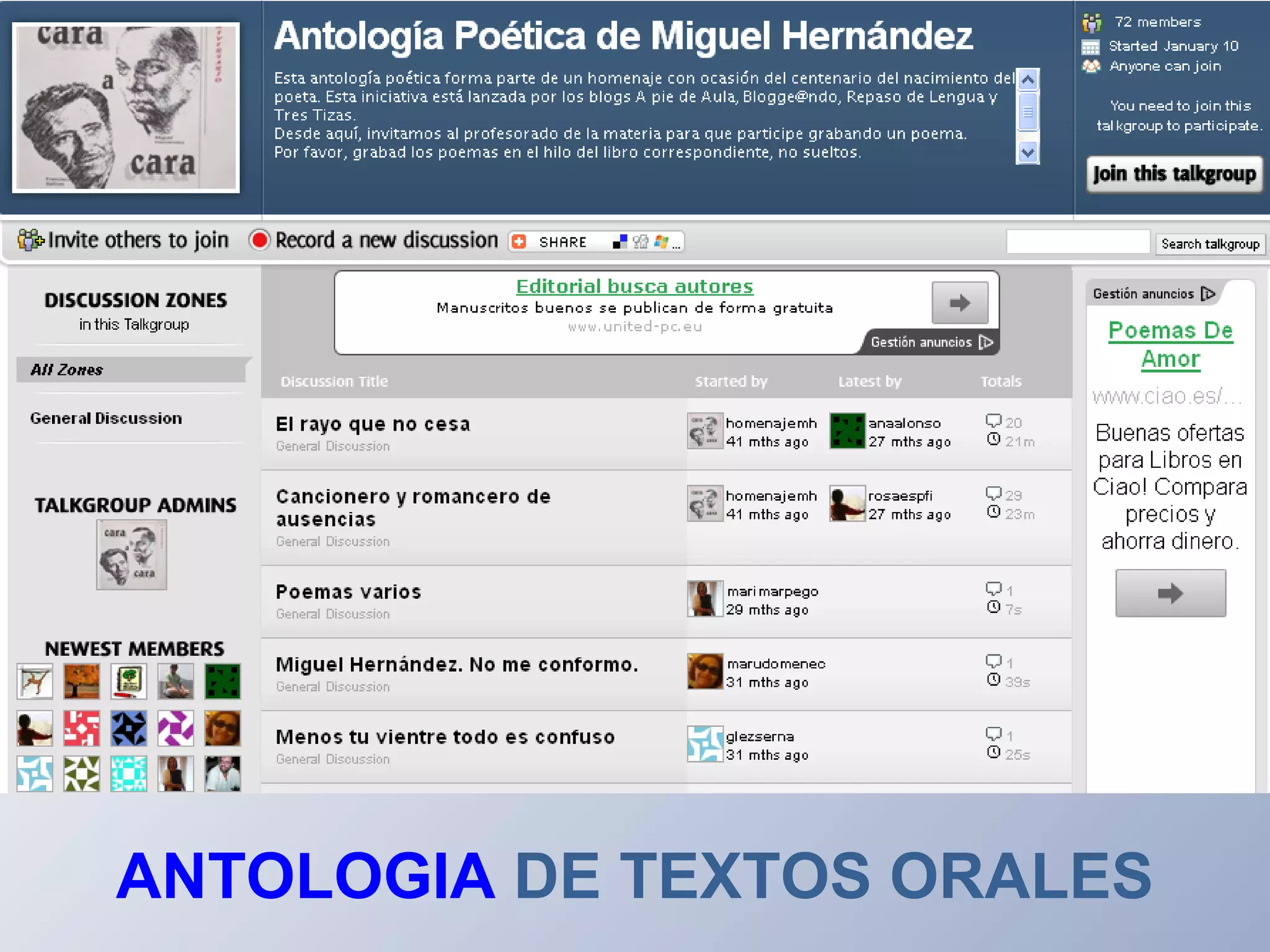 ANTOLOGIA DE TEXTOS ORALES
 