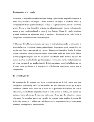 Lengua y el habla comentario