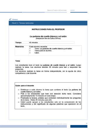 Mapas de Progreso del Aprendizaje     Lectura




? Anexo
  Nivel 2 / Tareas Aplicadas
        3




                               Marzo 2007, primera versión pública             31
 
