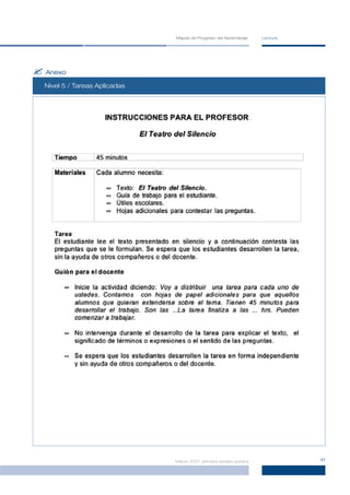 Mapas de Progreso del Aprendizaje     Lectura




? Anexo
  Nivel 2 / Tareas Aplicadas
        3
        5
        4




                               Marzo 2007, primera versión pública             41
 