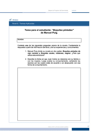Mapas de Progreso del Aprendizaje     Lectura




? Anexo
  Nivel 2 / Tareas Aplicadas
        3
        6
        5
        4




                               Marzo 2007, primera versión pública             47
 