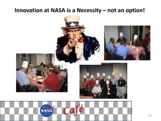 Innovation at NASA is a Necessity – not an option!




                                                     14
 