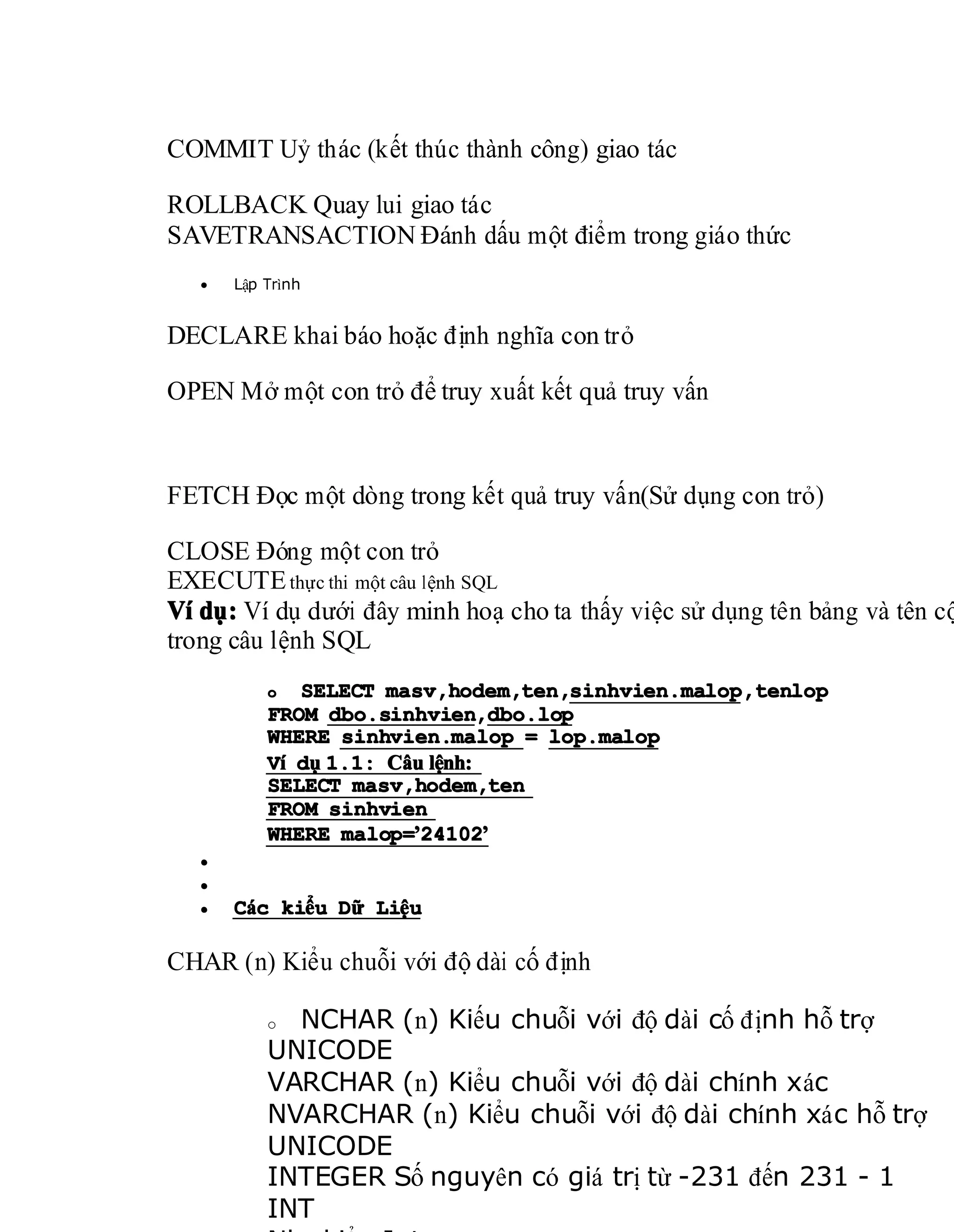 Lenh Sql PDF Lenh sql pdf
