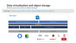 Directly access any data on object storage
HTTPS REST API
Parquet, Delta, csv, text SQL backup files
SQL Engine
I need to ...