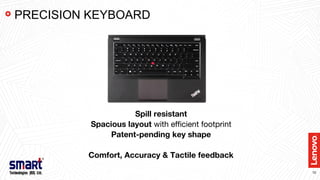 10
Spill resistant
Spacious layout with efficient footprint
Patent-pending key shape
Comfort, Accuracy & Tactile feedback
PRECISION KEYBOARD
 