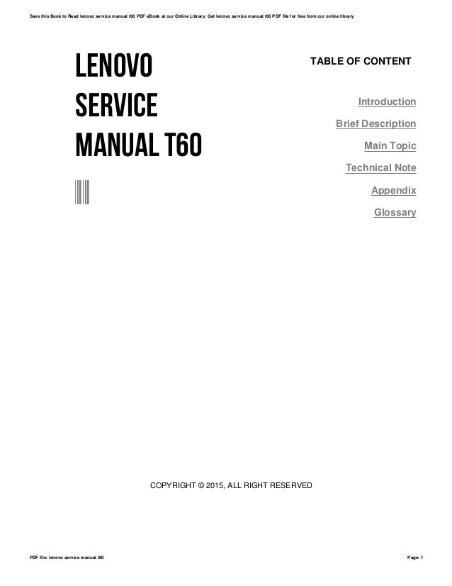 Lenovo service manual t60