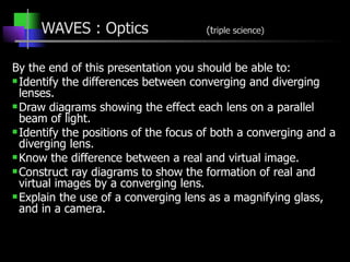 WAVES : Optics  (t riple science) ,[object Object],[object Object],[object Object],[object Object],[object Object],[object Object],[object Object]