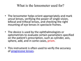 Lensometer Training Lensometry. | PPTX