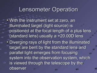 Lens Measuring Instrument Lens power measurement | PPT