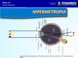 FÍSICA, 2º
Lentes Esféricas

Imagens da direita para esquerda: (a). Rhcastilhos / Domínio público (b) Urinbecken / CNU Free Documentation
License

 