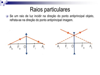  Lentes convergentes
Determinação gráfica de imagens
 