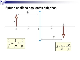 1- Uma lente convergente funcionando como lupa possui 10 cm de distância focal. Uma
pessoa observa a imagem de um objeto de 2 cm de altura, colocado a 8 cm da lente.
Determine:
a) o tamanho da imagem
b) o aumento linear transversal
2- Um objeto de 10 cm de altura é colocado diante de uma lente divergente a 9 cm da
lente. Sendo a distância focal f = 6 cm, calcule:
a) a posição da imagem
b) a altura da imagem
c) o aumento linear transversal
3- A objetiva de um projetor cinematográfico é uma lente convergente de distância focal
10 cm. Para que seja possível obter uma ampliação de duzentas vezes, determine o
comprimento da sala de projeção.
Exercícios
 