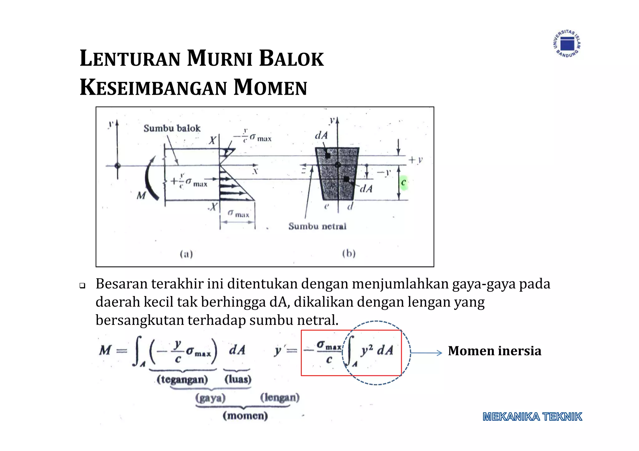 Lenturan murni balok momen inersia | PDF