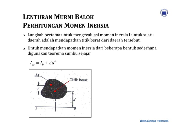 Lenturan murni balok momen inersia | PDF