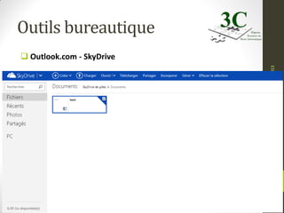 Ou en êtes-vous avec le numérique ?

05/10/2013

Outils bureautique
 Outlook.com - SkyDrive

18

 