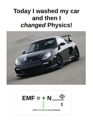 Today I washed my car 
and then I 
changed Physics! 
EMF = + N 
t 
Heins's Assistive Law of Induction 
 