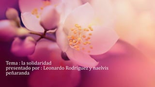 Tema : la solidaridad
presentado por : Leonardo Rodríguez y naelvis
peñaranda
 