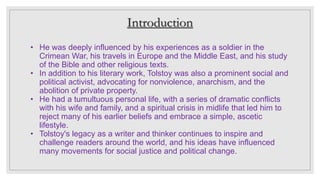 Leo Tolstoy Philosophy presentation By Anuj kumar maurya | PPTX