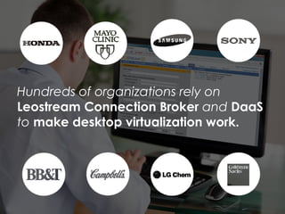 Hundreds of organizations rely on
Leostream Connection Broker and DaaS
to make desktop virtualization work.
 