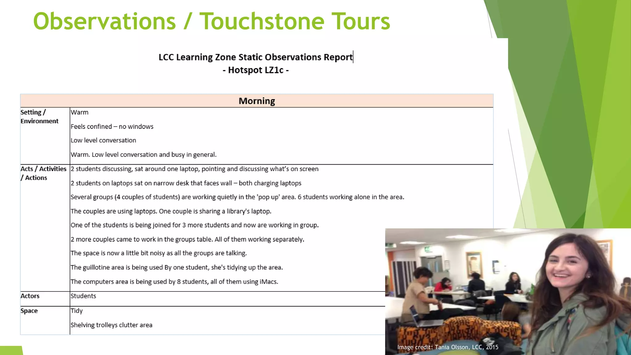 Observations / Touchstone Tours
Image credit: Tania Olsson, LCC, 2015
 