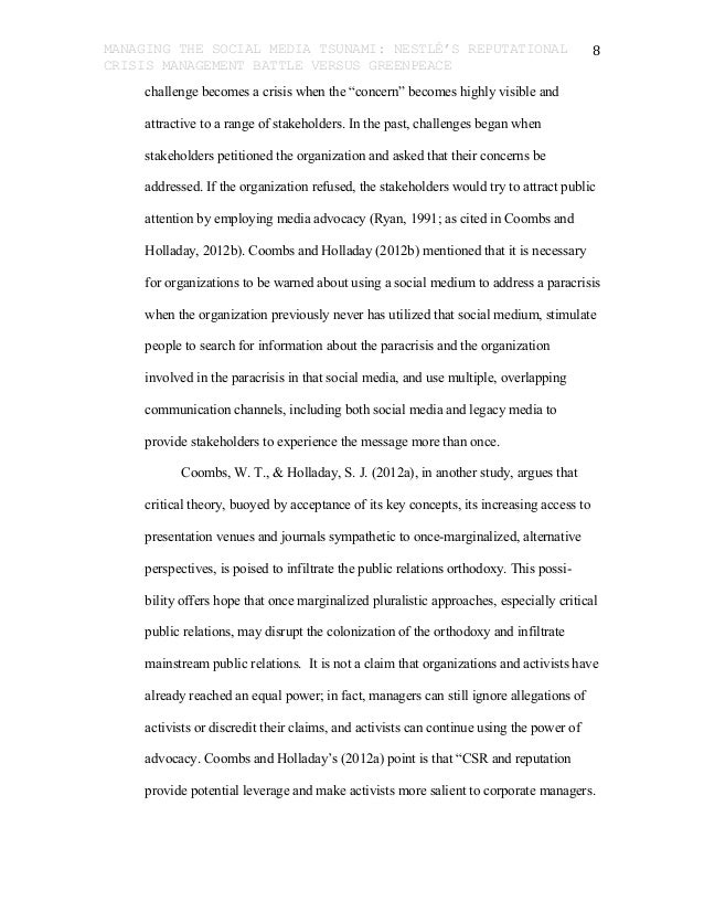 paracrisis essay If a paracrisis is mishandled—there may be ineffective crisis conversation—it could possibly escalate into a crisis social media has experienced a major effect. paracrisis essay If a paracrisis is mishandled—there may be ineffective crisis conversation—it could possibly escalate into a crisis social media has experienced a major effect.