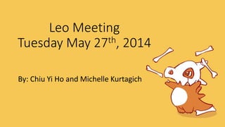 Leo Meeting
Tuesday May 27th, 2014
By: Chiu Yi Ho and Michelle Kurtagich
 