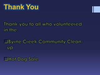 Thank YouThank you to all who volunteered in the:Byrne Creek Community Clean-up