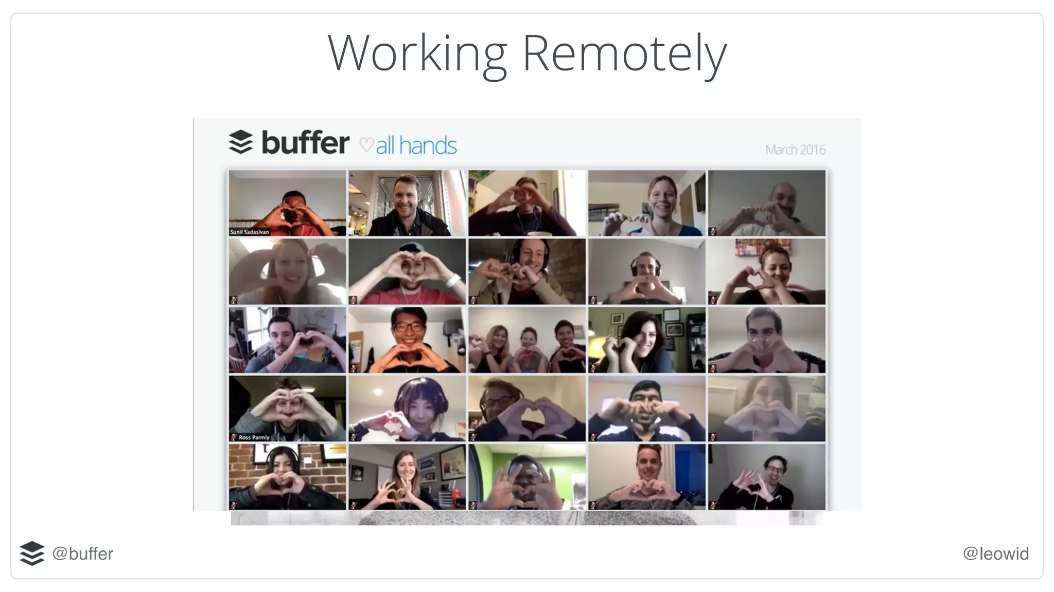 @buffer @leowid
Working Remotely