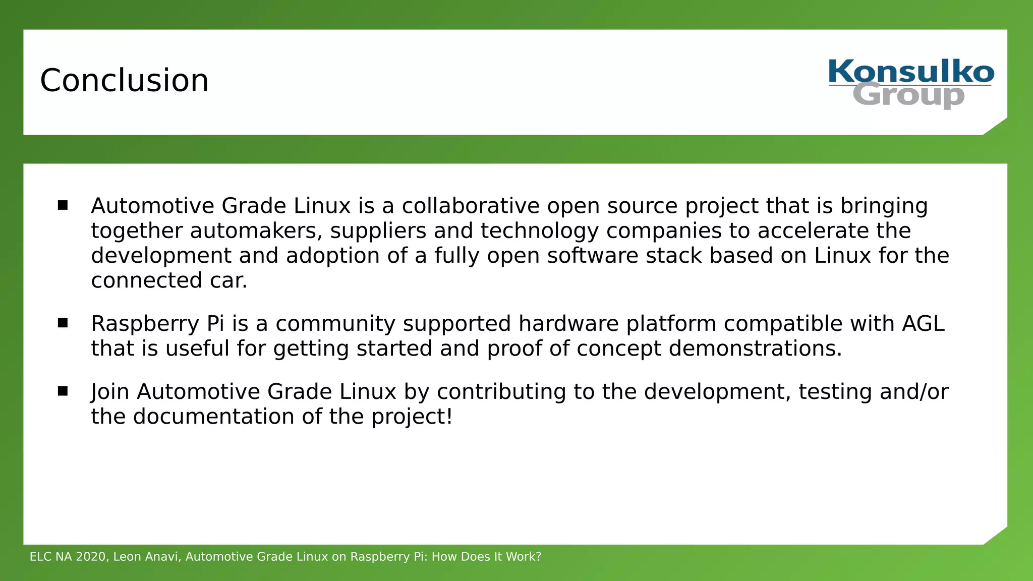 Automotive Grade Linux on Raspberry Pi: How Does It Work? | PDF