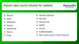 How to Choose a Software Update Mechanism for Embedded Linux Devices | PDF