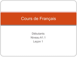 Débutants Niveau A1.1 Leçon 1 Cours de Français 