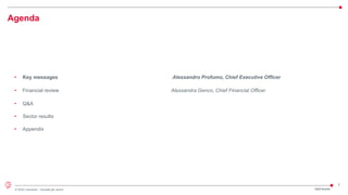 2
© 2022 Leonardo - Società per azioni
Agenda
1Q22 Results
• Key messages Alessandro Profumo, Chief Executive Officer
• Financial review Alessandra Genco, Chief Financial Officer
• Q&A
• Sector results
• Appendix
 