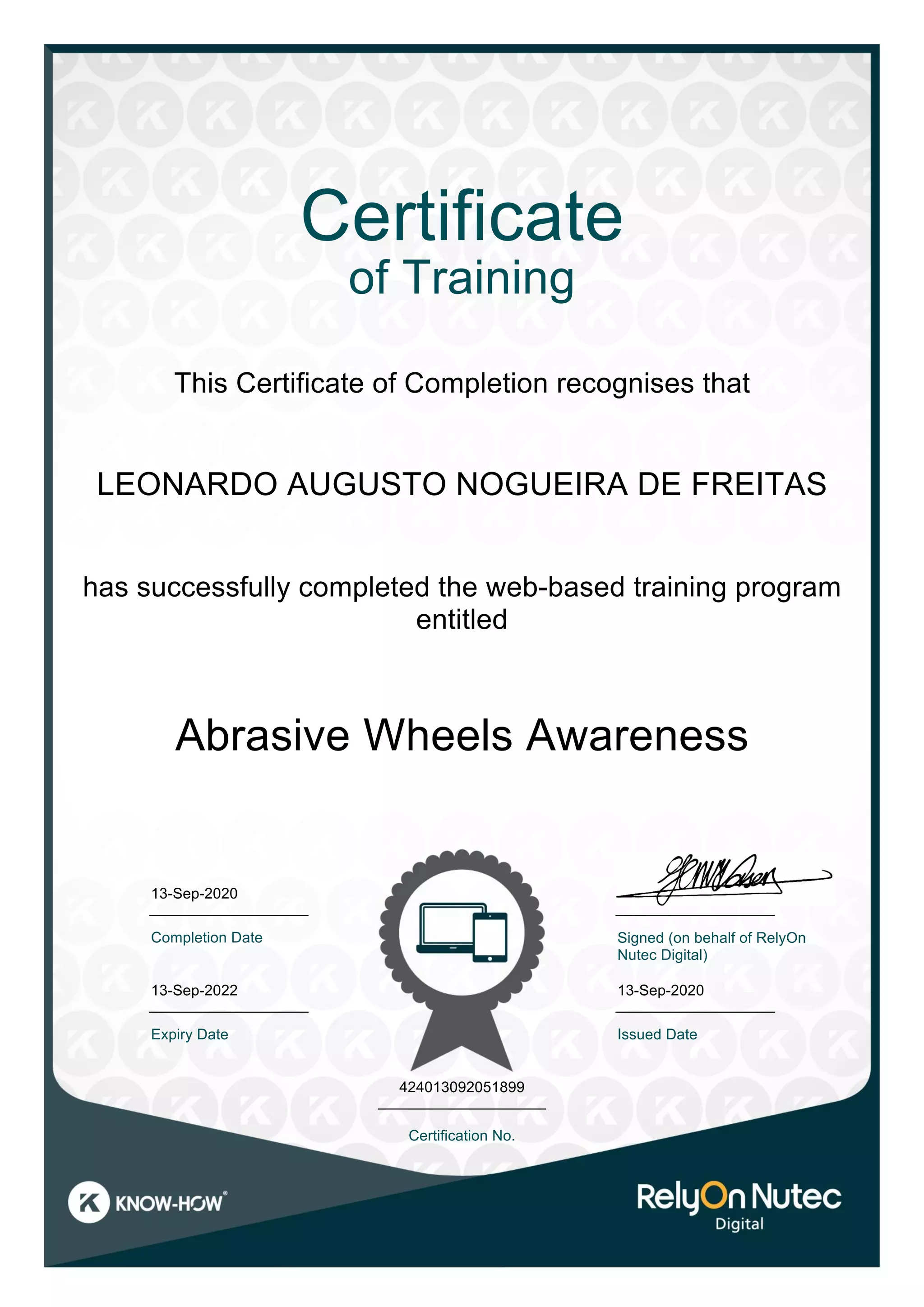 Leonardo augusto nogueira de freitas abrasive wheels awareness