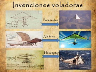 Invenciones voladoras Paracaídas Helicóptero Ala delta 