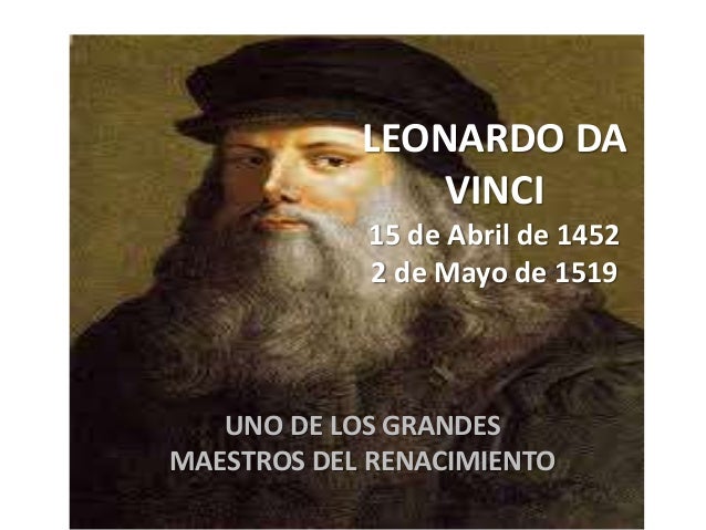 Resultado de imagen para 15 DE ABRIL LEONARDO DA VINCI