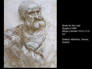 Study for the Last
Supper.c1495
dibujo y boceto 14,5 x 11,3
cm
Galeria: Albertina, Vienna,
Austria
 
