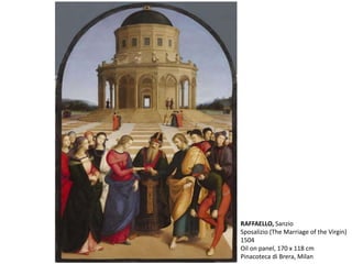 RAFFAELLO, Sanzio
Sposalizio (The Marriage of the Virgin)
1504
Oil on panel, 170 x 118 cm
Pinacoteca di Brera, Milan
 
