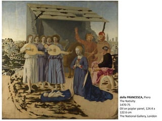 della FRANCESCA, Piero
The Nativity
1470-75
Oil on poplar panel, 124.4 x
122.6 cm
The National Gallery, London
 