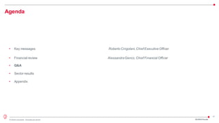 17
© 2023 Leonardo - Società per azioni
Agenda
• Key messages Roberto Cingolani,Chief Executive Officer
• Financial review AlessandraGenco, Chief Financial Officer
• Q&A
• Sector results
• Appendix
3Q/9M23 Results
 