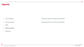 19
© 2023 Leonardo - Società per azioni
Agenda
• Key messages Roberto Cingolani,Chief Executive Officer
• Financial review AlessandraGenco, Chief Financial Officer
• Q&A
• Sector results
• Appendix
3Q/9M23 Results
 
