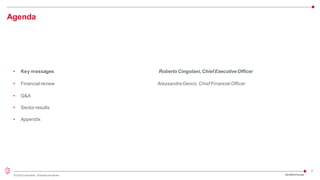 2
© 2023 Leonardo - Società per azioni
Agenda
3Q/9M23 Results
• Key messages Roberto Cingolani, Chief Executive Officer
• Financial review AlessandraGenco, Chief Financial Officer
• Q&A
• Sector results
• Appendix
 