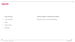 2
© 2022 Leonardo - Società per azioni
Agenda
2Q/1H23 Results
• Key messages Roberto Cingolani, Chief Executive Officer
• Financial review Alessandra Genco, Chief Financial Officer
• Q&A
• Sector results
• Appendix
 