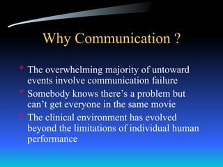 The Human Factor : Teamwork and Communication in Patient Safety | PPT