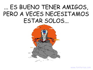 ... ES BUENO TENER AMIGOS, PERO A VECES NECESITAMOS ESTAR SOLOS... www.tonterias.com   