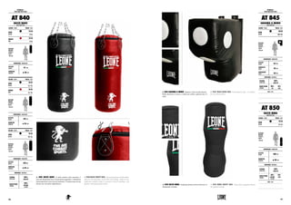 AT 840 SACCO BASIC. In pelle sintetica ultra resistente, il
sacco da allenamento boxe è un prodotto artigianale. L’imbottitura
interna garantisce una sicurezza antishock. È caratterizzato da una
chisura zip e da catene appendisacco.
AT 840 BASIC HEAVY BAG. This punching bag is handcrafted,
ideal for all disciplines which deal with kicking, made of very
tough and synthetic leather, it presents a interior padding, a zip
fastener and punching bag chains.
ATTREZZI :
SPEED AND HEAVY BAGS
AT 840
SACCO BASIC
BASIC HEAVY BAG
COLORE : COLOR TAGLIE : SIZES
NERO
BLACK
20 KG
44 lbs
ROSSO
RED
20 KG
44 lbs
ALTEZZA
ATLETA
FIGHTER’S
HEIGHT
175 cm
DIMENSIONI : DIMENSIONS
ALTEZZA
HEIGHT 87 cm
DIAMETRO
DIAMETER ø 30 cm
MATERIALI : MATERIALS
ESTERNO
OUTER SIDE
100%
HIGH PU
IMBOTTITURA
PADDING
100%
COTONE
COTTON
COLORE : COLOR TAGLIE : SIZES
NERO
BLACK
30 KG
66.1 lbs
ROSSO
RED
30 KG
66.1 lbs
ALTEZZA
ATLETA
FIGHTER’S
HEIGHT
175 cm
DIMENSIONI : DIMENSIONS
ALTEZZA
HEIGHT 110 cm
DIAMETRO
DIAMETER ø 35 cm
COLORE : COLOR TAGLIE : SIZES
NERO
BLACK
40 KG
88.2 lbs
ALTEZZA
ATLETA
FIGHTER’S
HEIGHT
175 cm
DIMENSIONI : DIMENSIONS
ALTEZZA
HEIGHT 120 cm
DIAMETRO
DIAMETER ø 35 cm
AT 845 SAGOMA A MURO. Sagoma a muro da allenamento.
Valida alternativa al sacco, è ideale per portare qualsiasi tipo di
colpo.
AT 845 WALL-FIXED BAG. Fixed uppercut bag. It is perfect
for every kind of blow.
AT 850 SACCO MMA. Grappling dummy professionale per un
allenamento ottimale.
AT 850 MMA HEAVY BAG. Professional grappling dummy
for optimal training.
ATTREZZI :
SPEED AND HEAVY BAGS
AT 845
SAGOMA A MURO
WALL-FIXED BAG
COLORE : COLOR TAGLIE : SIZES
NERO
BLACK
UNICA
ONE SIZE
ALTEZZA
ATLETA
FIGHTER’S
HEIGHT
175 cm
DIMENSIONI : DIMENSIONS
ALTEZZA
HEIGHT 63 cm
LARGHEZZA
WIDTH 36 cm
PROFONDITÀ
DEPTH 50 cm
MATERIALI : MATERIALS
ESTERNO
OUTER SIDE
100%
HIGH PU
IMBOTTITURA
PADDING
90%
PU
10%
EVA
NOTE : NOTES
AT 850
SACCO MMA
MMA HEAVY BAG
COLORE : COLOR TAGLIE : SIZES
NERO
BLACK
20 KG
44.1 lbs
ALTEZZA
ATLETA
FIGHTER’S
HEIGHT
175 cm
DIMENSIONI : DIMENSIONS
ALTEZZA
HEIGHT 100 cm
DIAMETRO
DIAMETER ø 30 cm
MATERIALI : MATERIALS
ESTERNO
OUTER SIDE
100%
HIGH PU
IMBOTTITURA
PADDING
90%
COTONE
COTTON
10%
EVA
NOTE : NOTES
147146
 