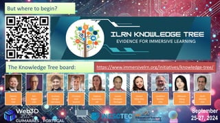 September
25-27, 2024
But where to begin?
But where to begin?
https://www.immersivelrn.org/initiatives/knowledge-tree/
The Knowledge Tree board:
The Knowledge Tree board:
Dennis
Beck
USA
Dennis
Beck
USA
Leonel
Morgado
Portugal
Leonel
Morgado
Portugal
Anasol
Peña-Rios
UK
Anasol
Peña-Rios
UK
Scott
Warren
USA
Scott
Warren
USA
Jonathan
Richter
USA
Jonathan
Richter
USA
Christian
Gütl
Austria
Christian
Gütl
Austria
Ken
Bigger
USA
Ken
Bigger
USA
Daphne
Economou
UK
Daphne
Economou
UK
Andreas
Dengel
Germany
Andreas
Dengel
Germany
Minjuan
Wang
China
Minjuan
Wang
China
 