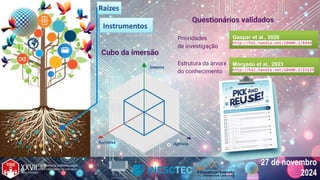 27 de novembro
2024
27 de novembro
2024
Narrativa Agência
Sistema
Raízes
Raízes
Instrumentos
Instrumentos
Gaspar et al., 2020
http://hdl.handle.net/10400.2/8444
Gaspar et al., 2020
http://hdl.handle.net/10400.2/8444
Morgado et al., 2023
http://hdl.handle.net/10400.2/15129
Morgado et al., 2023
http://hdl.handle.net/10400.2/15129
 