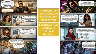 Assim, há um
alinhamento do
conteúdo com
os objetivos!
E podemos usar
o guião em
múltiplas
formas…
 